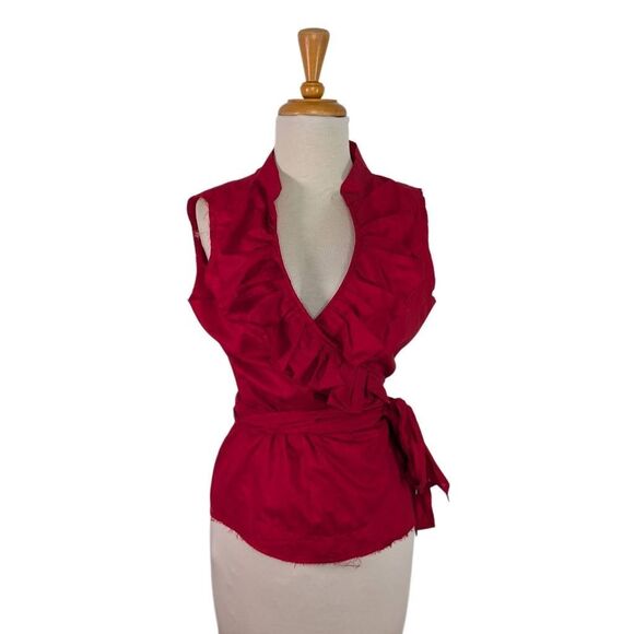 ART Ateliers Rare Toggery 10 M EU L Red Wrap Top Sleeveless Sexy Art Valentines - Picture 1 of 7